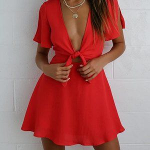 Lulus Sea Day Red Skater Dress Size XS